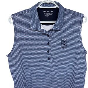 Peter Millar Sleeveless Polo Golf Shirt Large Women's TPC Sawgrass Wine Glasses